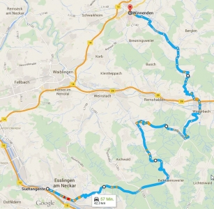 Tour Esslingen nach Winnenden GoogleMaps